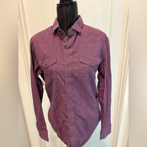 Banana Republic Men's Burgundy and navy blue Button-Down Shirt size medium B